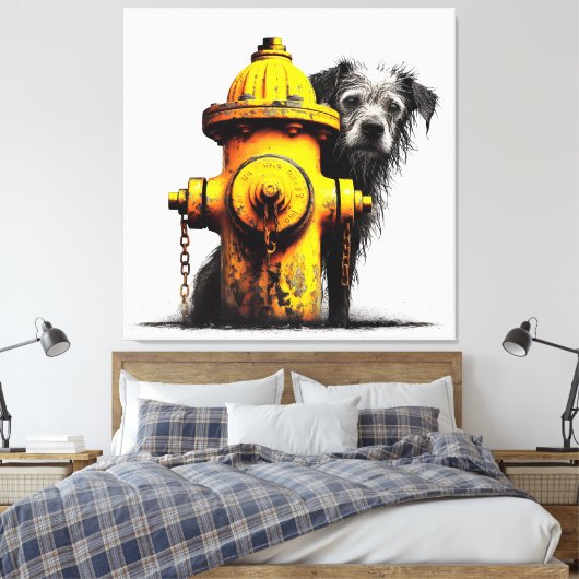 Hondenbescheidenheid Faux Canvas Print (Insitu (Slaapkamer))