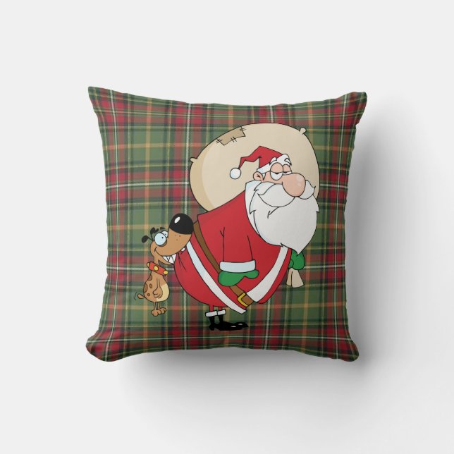 Hondenbijten Kerstman Kussen (Voorkant)