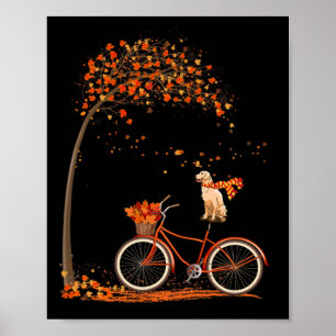 Hondenblad Herfst Herfst Fietsen Fun Golden Retrie Poster