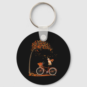Hondenblad Herfst Herfst Fietsen Fun Golden Retrie Sleutelhanger