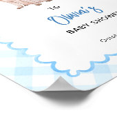 Hondenblauw geruit babyshower welkomstbord poster (Hoek)