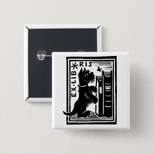  hondenboekbibliotheek vierkante button 5,1 cm (Voorkant /achterkant)