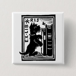  hondenboekbibliotheek vierkante button 5,1 cm