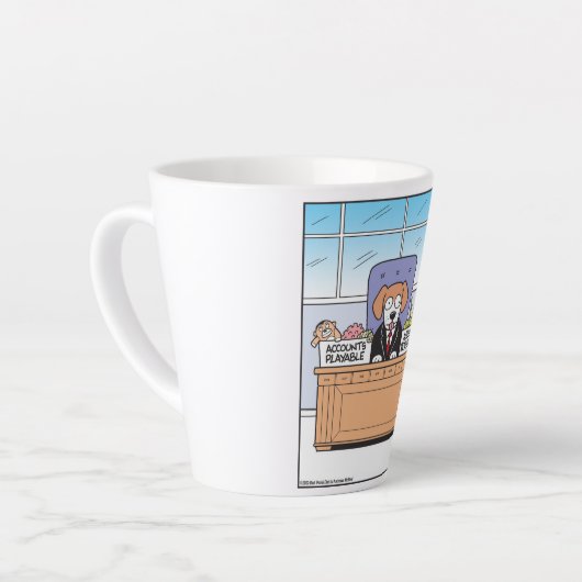 Hondenboekhouder in en uit dozen latte mok (Linkerhoek)