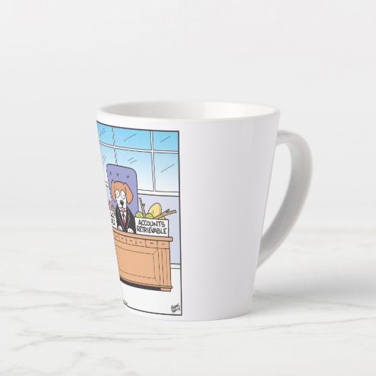 Hondenboekhouder in en uit dozen latte mok (Rechterhoek)