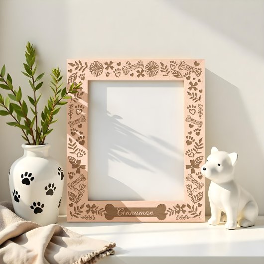 Hondenbot Bloemen & Foliage Pet Paw Print Patroon Gegraveerde Lijstjes