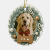 Hondenbot Persoonlijke Naam Foto Vakantie Kerstmis Keramisch Ornament (Links)