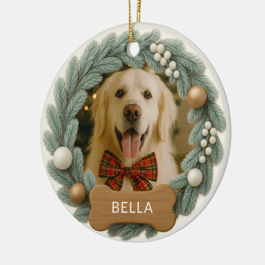 Hondenbot Persoonlijke Naam Foto Vakantie Kerstmis Keramisch Ornament (Links)