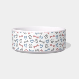 Hondenbotten Pootafdrukken En Hartjes Blauw Roze G Voerbakje