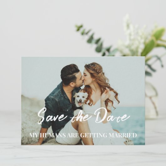 Hondenbruiloft bespaar het datumbudget kaart (Staand voorkant)
