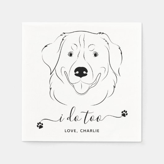 Hondenbruiloft Ik doe te gepersonaliseerde Golden  Servet (Voorkant)