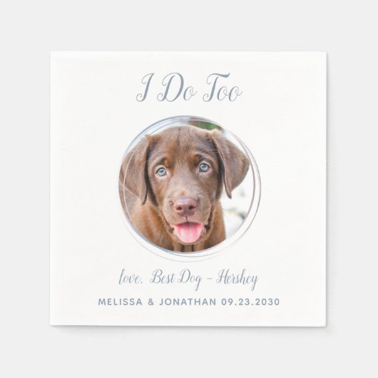 Hondenbruiloft Modern Ik Doe Ook Stof Blauw Huisdi Servet (Voorkant)