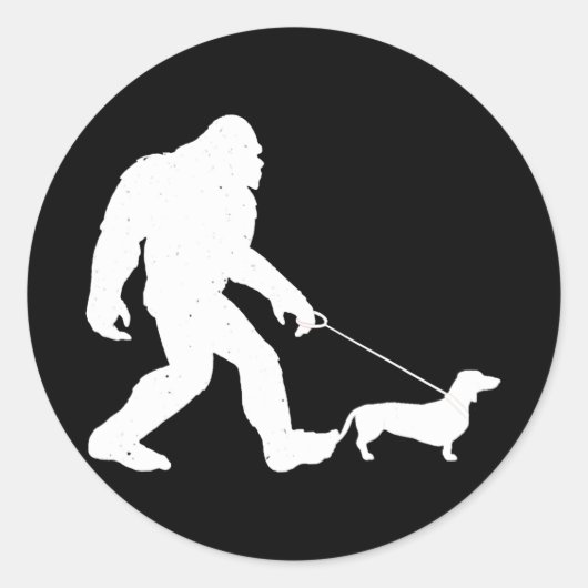 hondencadeau | Bigfoot Walking Dachshund Funny Wie Ronde Sticker (Voorkant)