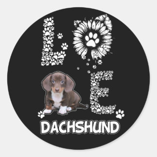 hondencadeau | Dachshund Mooie Bloem Ronde Sticker