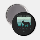 hondencadeau | Franse buldog in de stad Magneet (Voorkant / Achterkant)