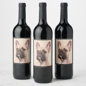 hondencadeau | Franse buldog met een slecht gezich Wijn Etiket (Flessen)