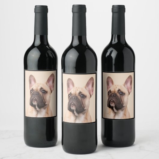 hondencadeau | Franse buldog met een slecht gezich Wijn Etiket (Flessen)