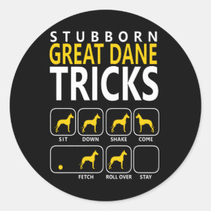 hondencadeau   Hardnekkige Grote Deen Trucs Ronde Sticker