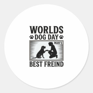 Hondendag Man's Beste Vriend Vintage Ronde Sticker