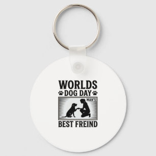 Hondendag Man's Beste Vriend Vintage Sleutelhanger