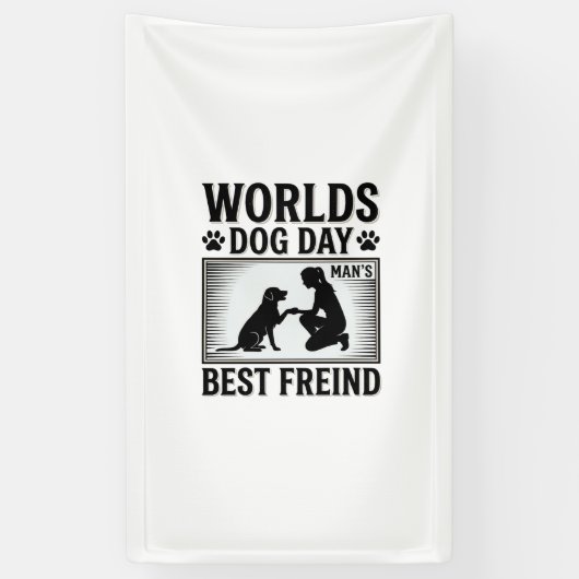 Hondendag Man's Beste Vriend Vintage Spandoek (Verticaal)