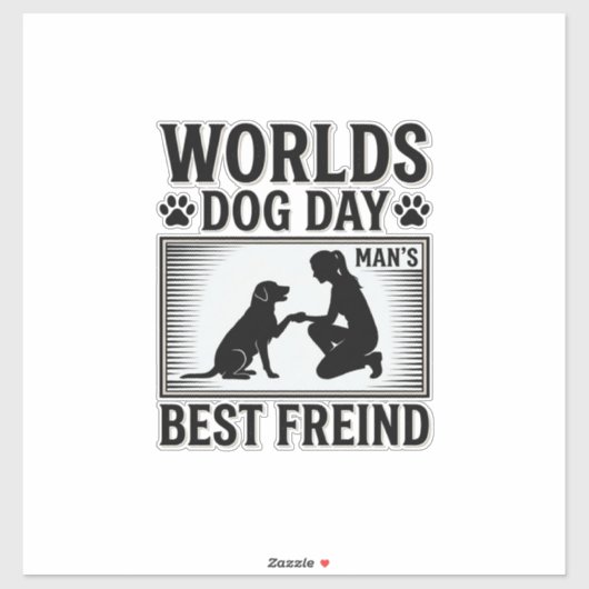 Hondendag Man's Beste Vriend Vintage Sticker (Vel)