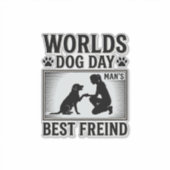 Hondendag Man's Beste Vriend Vintage Sticker (Voorkant)