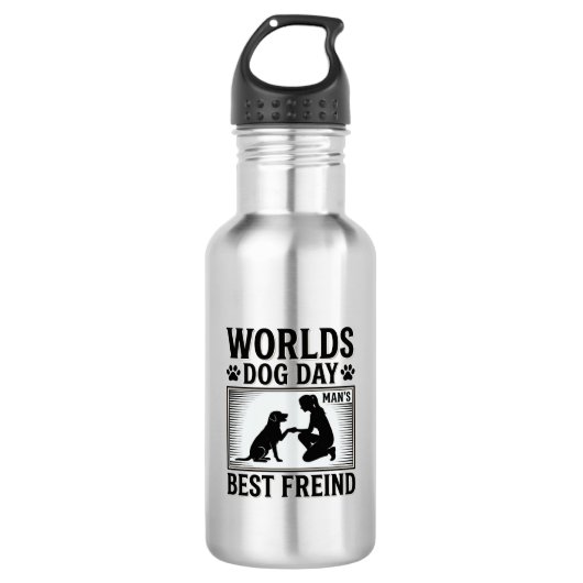 Hondendag Man's Beste Vriend Vintage Waterfles (Voorkant)