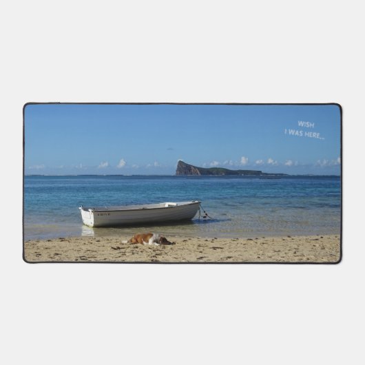 Hondendagen op het strand (tekst aanpasbaar) bureaumat (Voorkant)