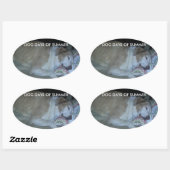 Hondendagen van zomer wit en beige lab grijs hond ovale sticker (Vel)