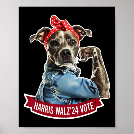 Hondendame Kamala Harris Tim Walz stemt verkiezing Poster (Voorkant)