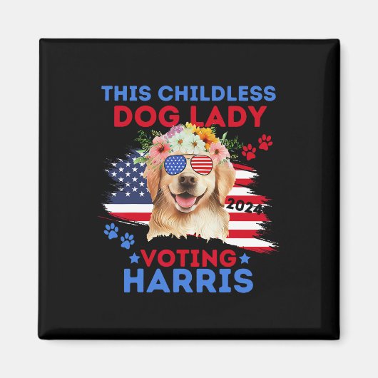 Hondendame Stem Kamala Harris 2024 Golden Retrieve Magneet (Voorkant)
