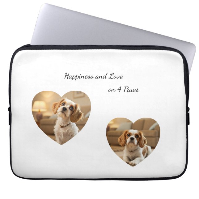 Hondendesign in Hartvorm – “Geluk op Vier poten” Laptop Sleeve (Voorkant)