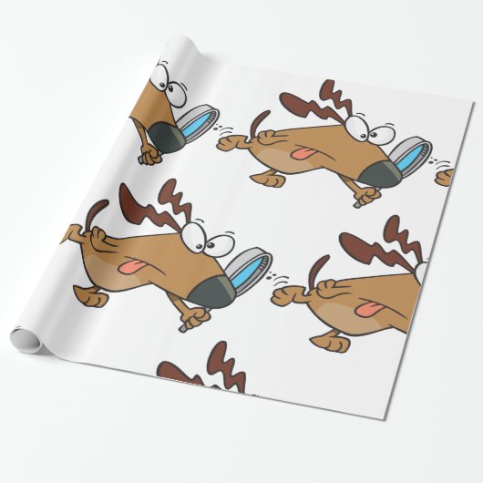 Hondendetective met vergrootglas cadeaupapier (Uitgerold)