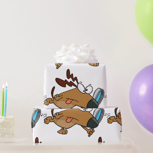 Hondendetective met vergrootglas cadeaupapier