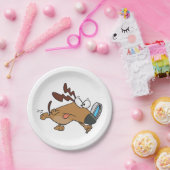 Hondendetective met vergrootglas papieren bordje (Feest)