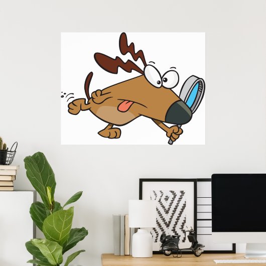 Hondendetective met vergrootglas poster (Thuiskantoor)