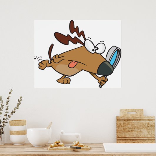 Hondendetective met vergrootglas poster (Keuken)