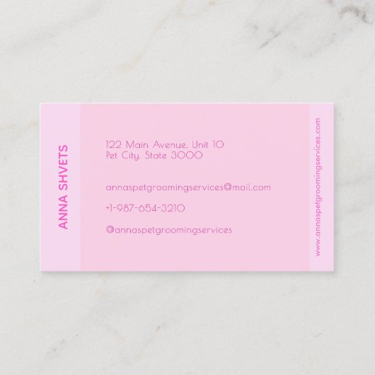 Hondendouche Pet Huisdieren Verzorgingsdiensten Visitekaartje (Achterkant)