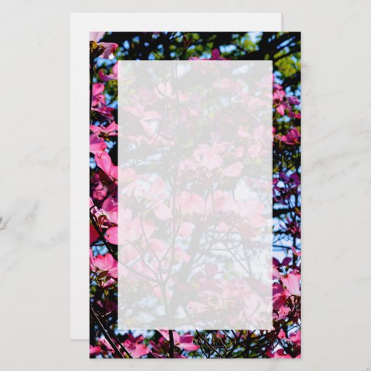 Hondendroze bloeiende bomen briefpapier (Voorkant / Achterkant)