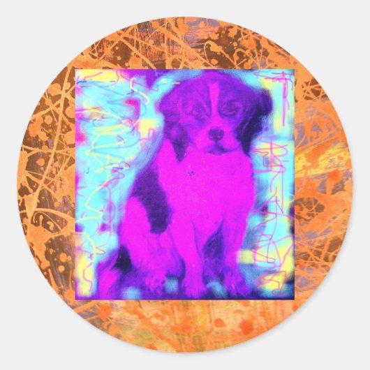 hondendruppel ronde sticker (Voorkant)