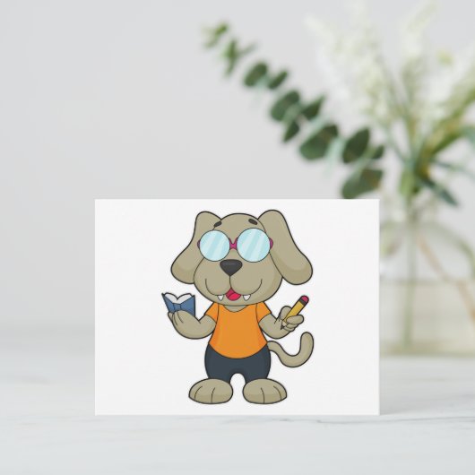 Hondenerd Boek Bril Briefkaart (Staand voorkant)