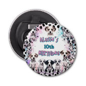 Hondenfeest Kleurrijke Dalmatische Puppies Verjaar Button Flesopener (Voorkant)