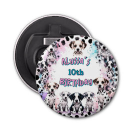 Hondenfeest Kleurrijke Dalmatische Puppies Verjaar Button Flesopener
