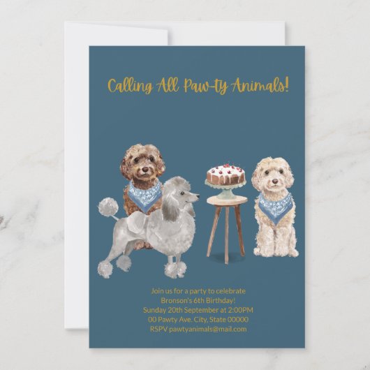 Hondenfeest Uitnodiging, Hond Verjaardagsuitnodigi Kaart (Voorkant)