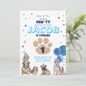 Hondenfeest uitnodiging voor jongens (Staand voorkant)