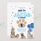 Hondenfeest uitnodiging voor jongens (Voorkant / Achterkant)