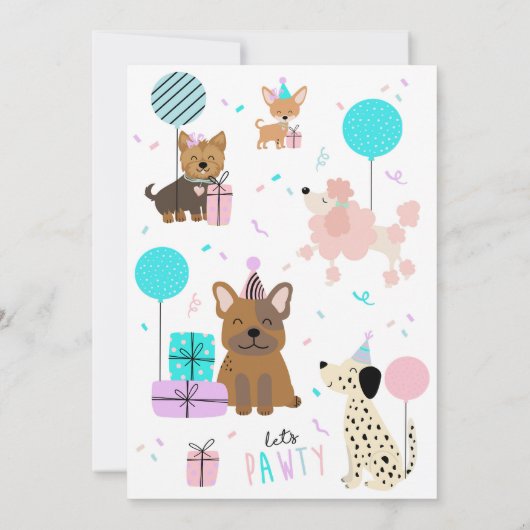 Hondenfeestje Uitnodiging Puppy Uitnodiging Meisje (Achterkant)