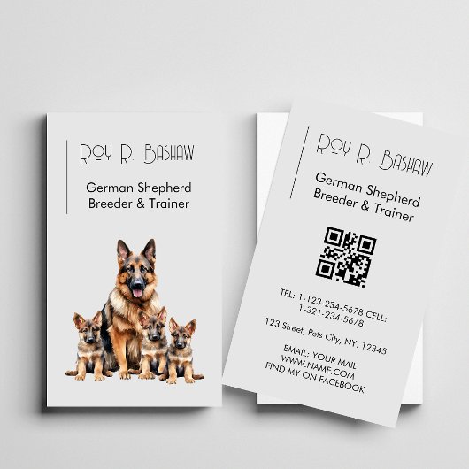 Hondenfokker Trainer Duitse Herder Puppy QR-code Visitekaartje