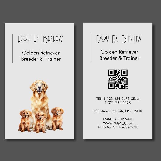 Hondenfokker Trainer Golden Retriever QR Code Visitekaartje